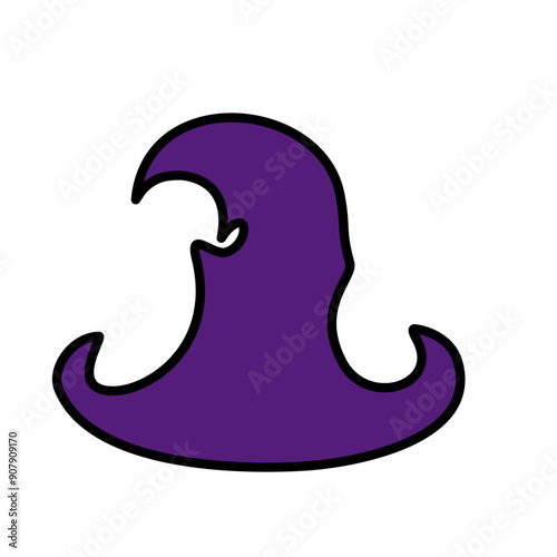 Purple silhouette of halloween witch hat. Vector illustration