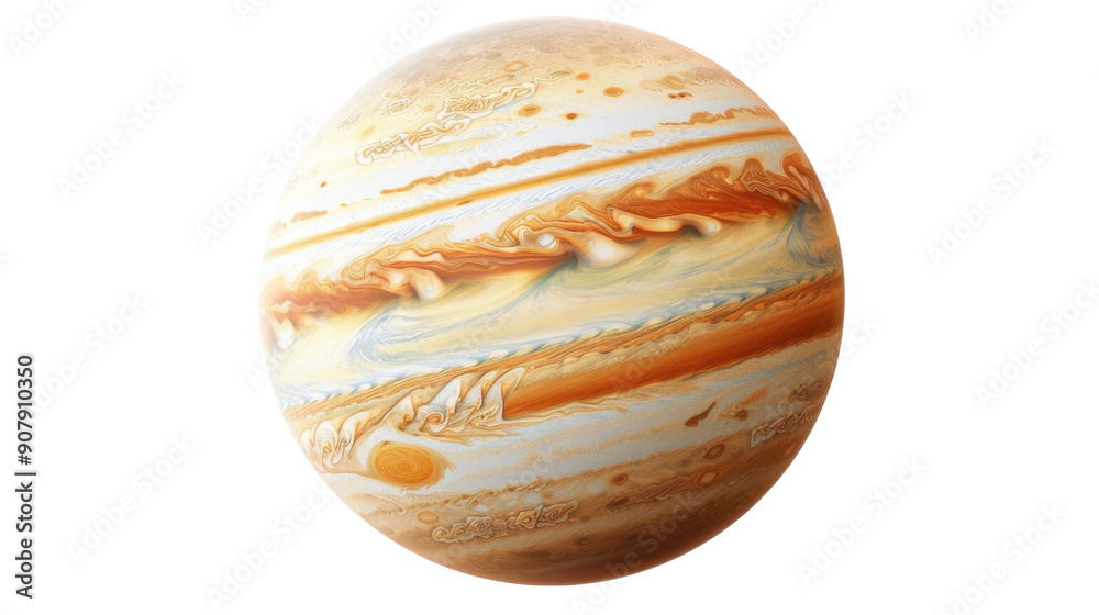 A stunning depiction of Jupiter showcasing its swirling clouds and vibrant colors, perfect for educational and artistic purposes. Isolated on transparent background. A stunning depiction of Jupiter showcasing its swirling clouds and vibrant colors, perfect for educational and artistic purposes. Isolated on transparent background.