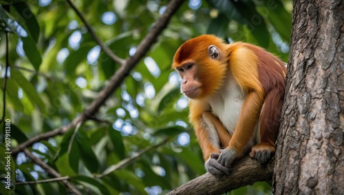 a monkey sitting on a tree