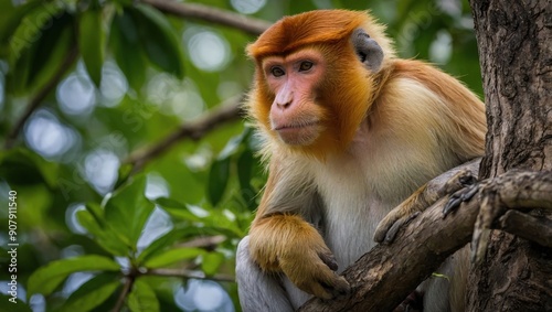 a monkey sitting on a tree