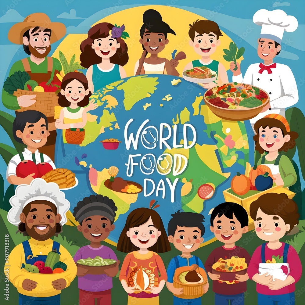 Different people celebrating world food day Different people celebrating world food day