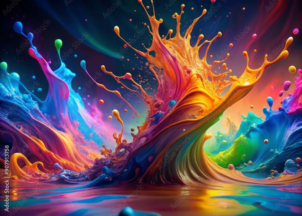 Vibrant multicolor neon fluid texture explodes in a colorful splash, creating an abstract, wavy, and bright background with a mesmerizing liquid paint design. Vibrant multicolor neon fluid texture explodes in a colorful splash, creating an abstract, wavy, and bright background with a mesmerizing liquid paint design.