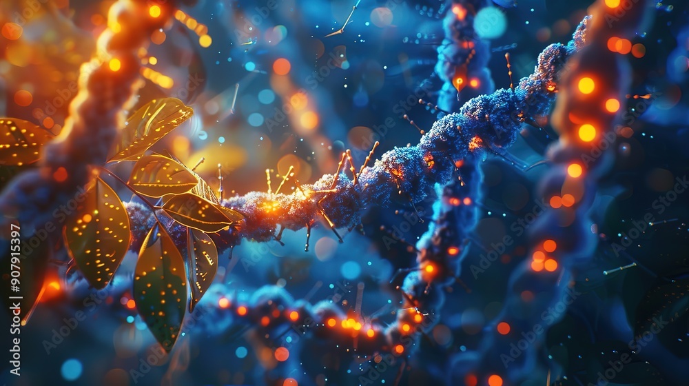 Superb A neonlit depiction of a DNA molecule symbolizing the intersection of genetics and technology Superb A neonlit depiction of a DNA molecule symbolizing the intersection of genetics and technology