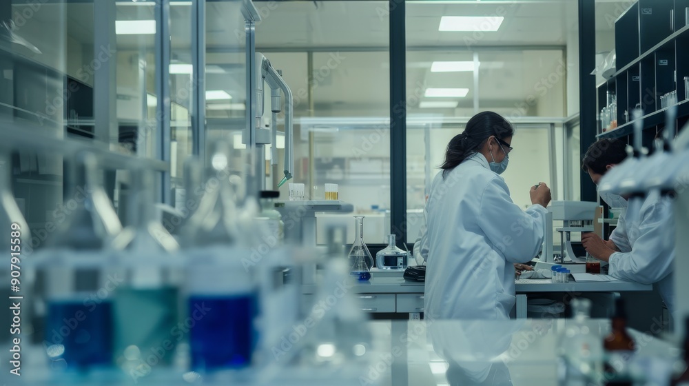 Scientists Working in a Laboratory. Scientists Working in a Laboratory.