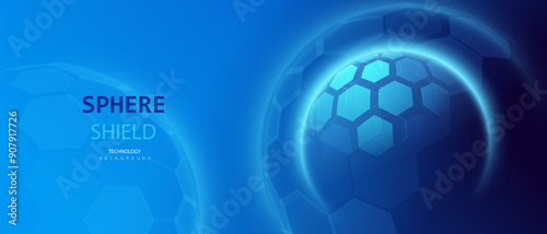 Sphere shield ball background. Dome barrier technology vector. Cyber protection hexagon shield futuristic design. Ai protect concept.