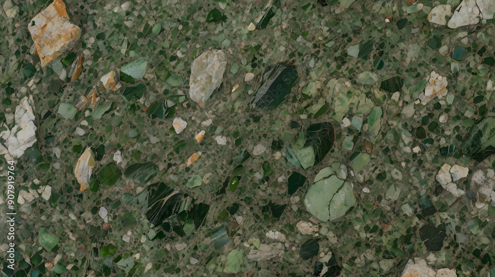 Obraz premium green granite, showcasing its rich color variations and mineral inclusions