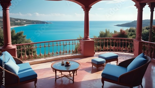 Luxurious terrace with a breathtaking view of the sea lagoon