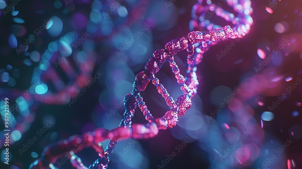 Attractive Macro Double stranded DNA molecules in dark background, microscopic view in labs, Health Care Attractive Macro Double stranded DNA molecules in dark background, microscopic view in labs, Health Care