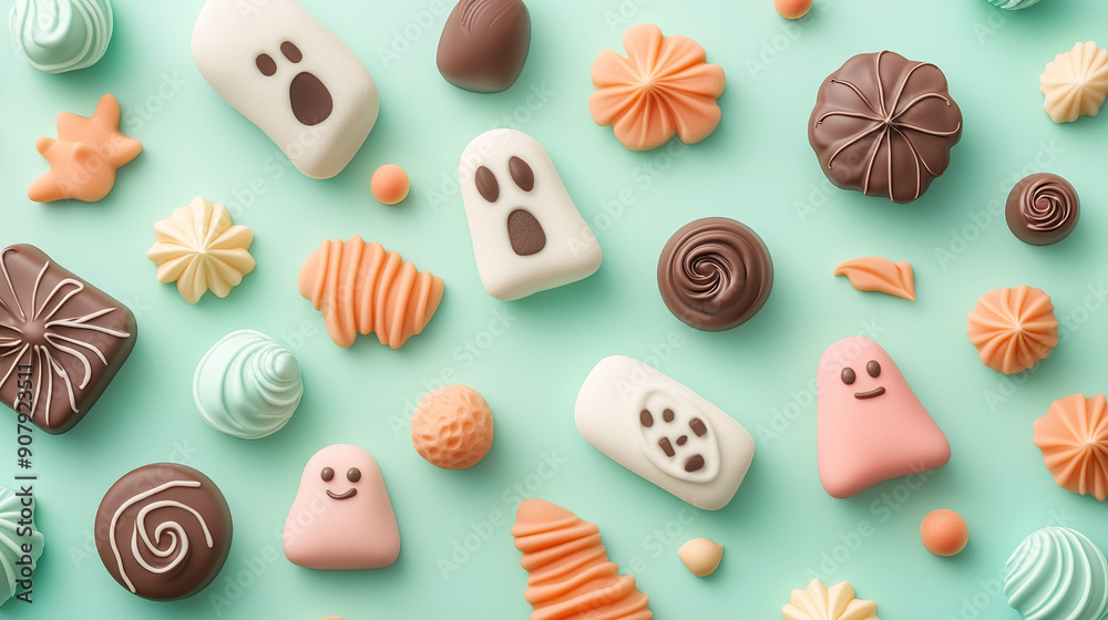Ghost-Shaped Marshmallows and Chocolate Pastries Ghost-Shaped Marshmallows and Chocolate Pastries