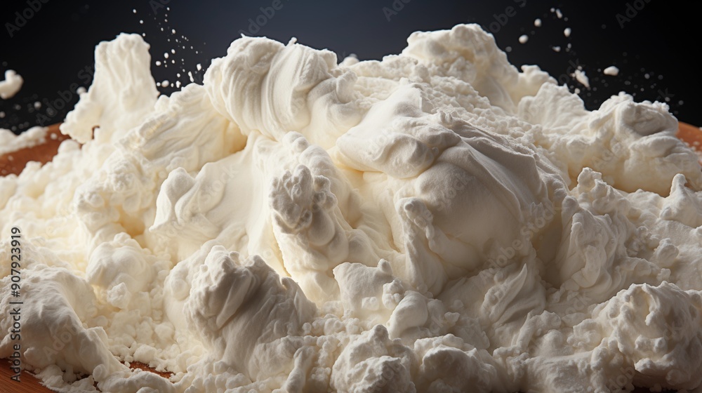 Close up of a fresh xanthan gum, macro photography, delicious textures, front view from above, studio lighting, white background. Close up of a fresh xanthan gum, macro photography, delicious textures, front view from above, studio lighting, white background.