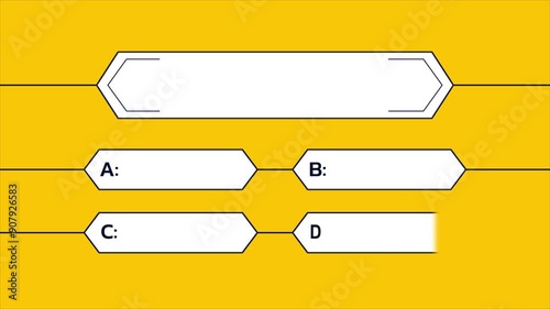 Quiz Neon Line Animation with option selection on Yellow Background