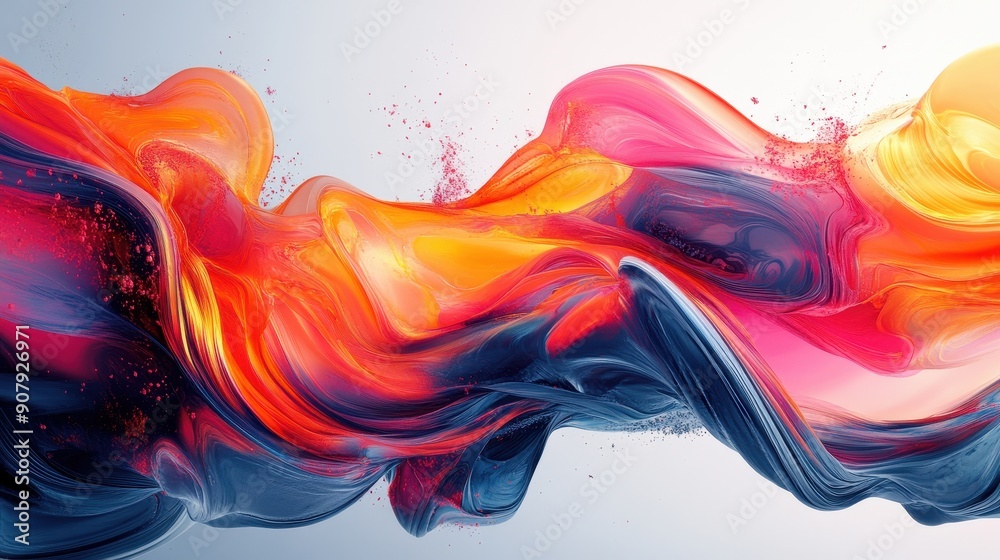 Obraz premium Abstract fluid shapes in vibrant colors, organic shapes, dynamic and modern