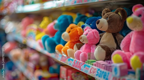 Plush Toys on a Shelf.