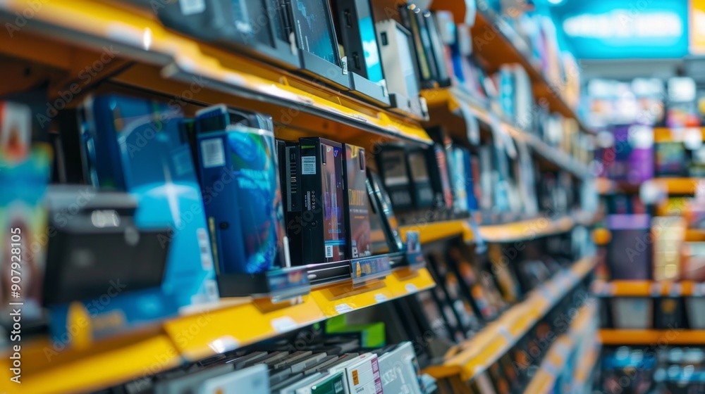 Rows of Products on Shelves in a Store. Rows of Products on Shelves in a Store.