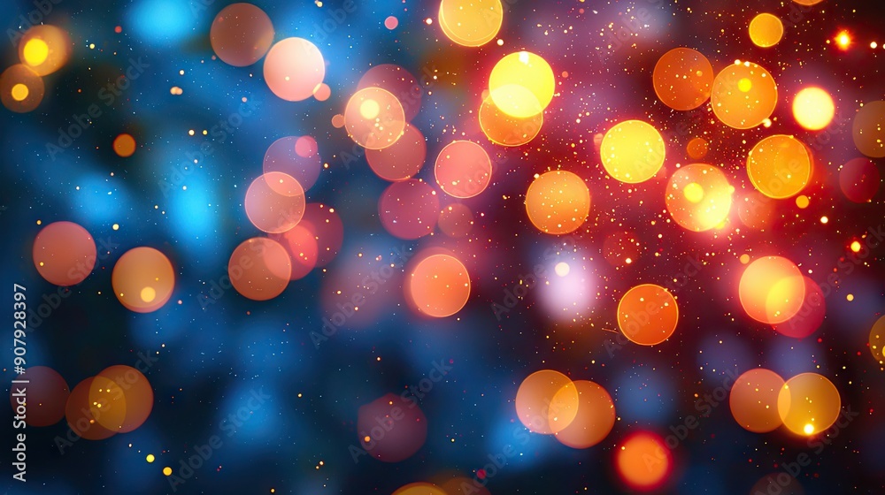 city blurring lights abstract circular bokeh on a blue background city blurring lights abstract circular bokeh on a blue background
