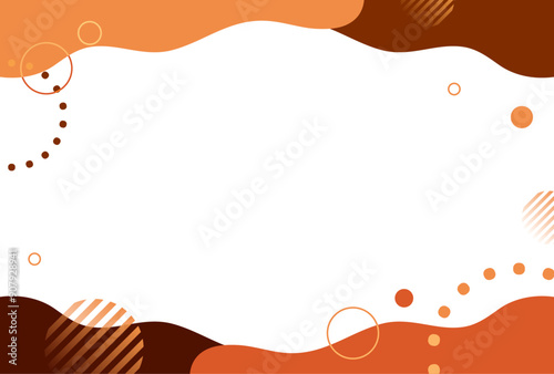 秋　オレンジ　ポップ 　ウェーブ　フレーム　背景