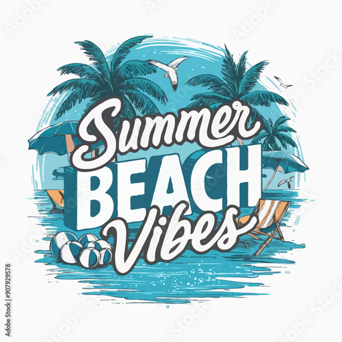 Summer beach vibes vector t-shirt design