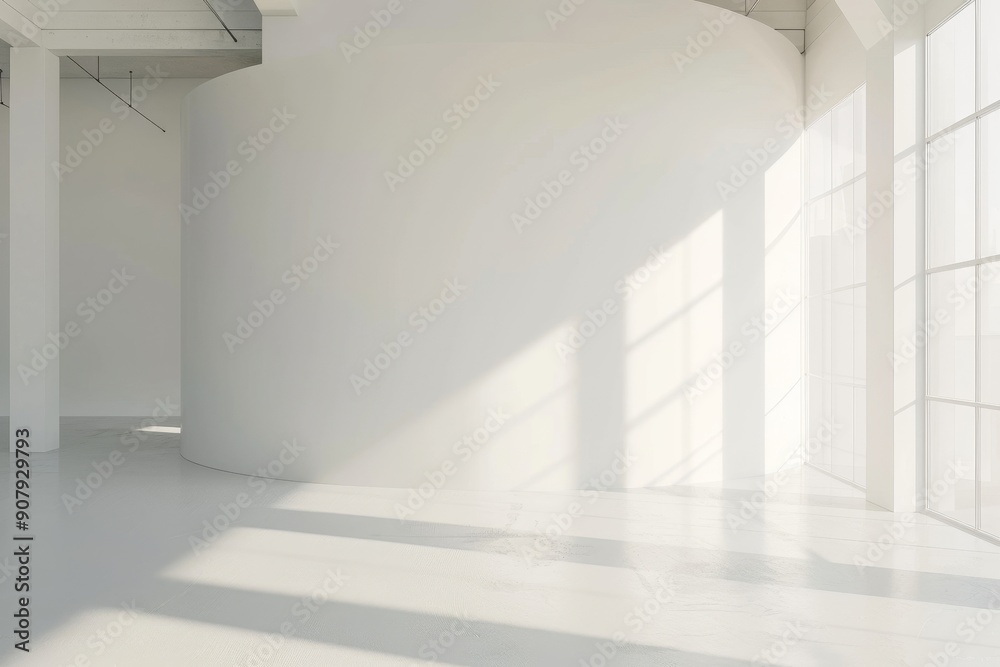 Obraz premium White open space office corridor with mock up wall, Generative AI