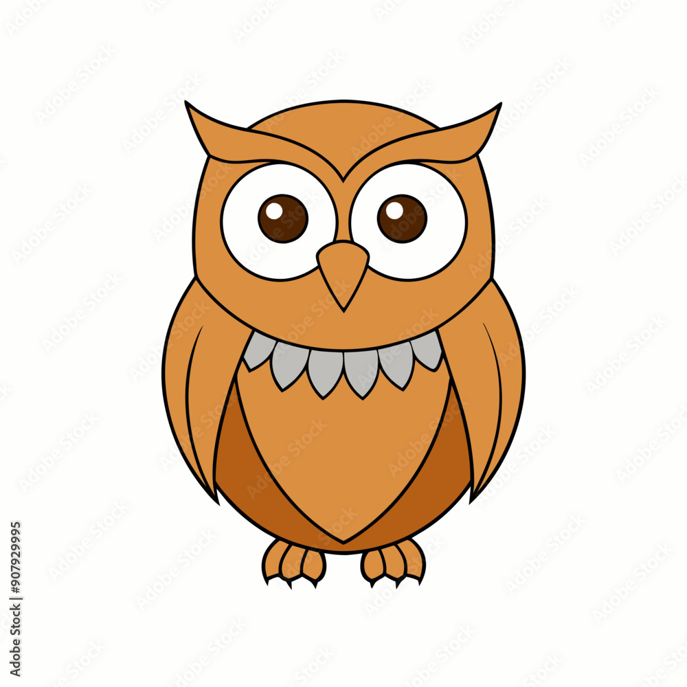 Owl Isolated Bird Flat Vector Illustration - Cartoon, Clipart, Line Art Design Owl Isolated Bird Flat Vector Illustration - Cartoon, Clipart, Line Art Design