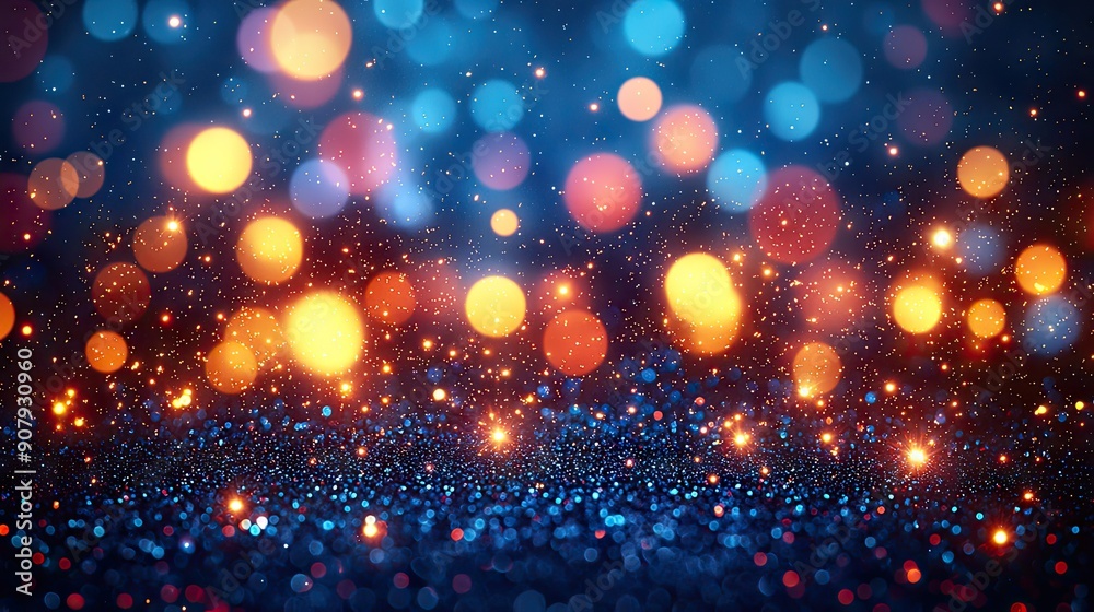 city blurring lights abstract circular bokeh on a blue background