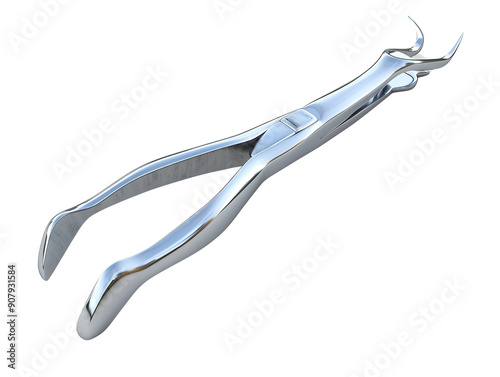 High-quality stainless steel dental forceps tool for professional medical use, isolated on a white background, ideal for healthcare illustrations.