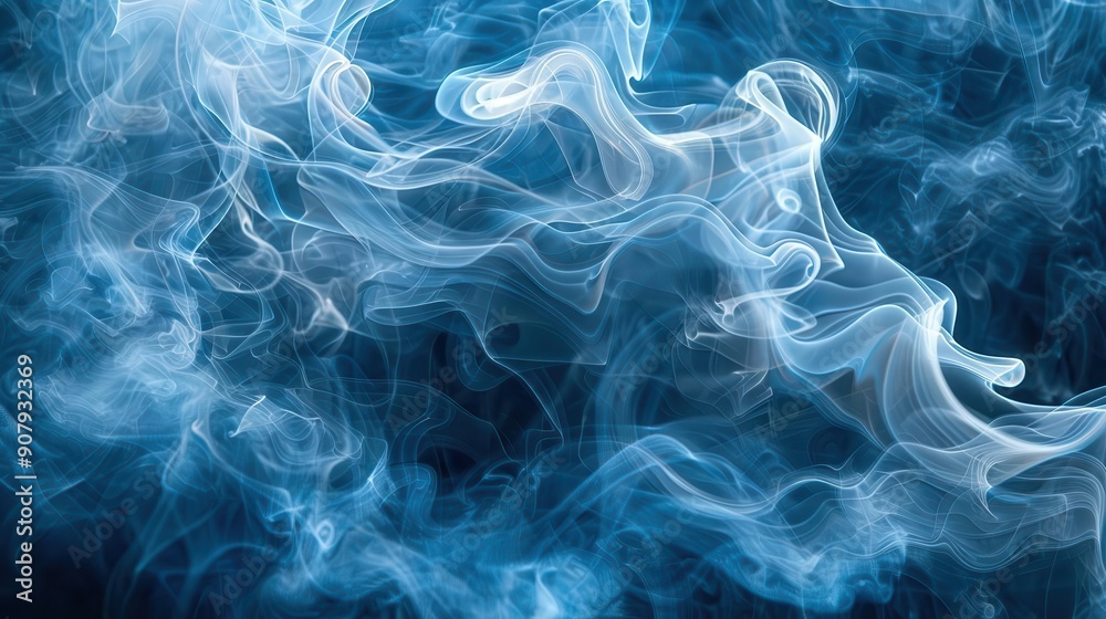 Fototapeta premium Smoke trails forming intricate patterns on a dark background, Abstract Backgrounds, ethereal smoke art