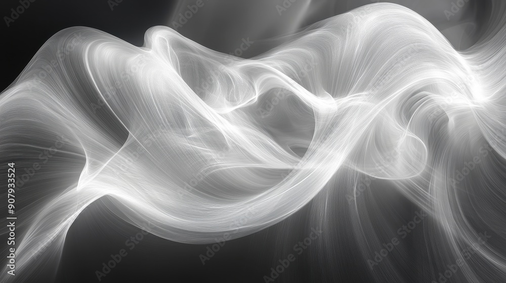Fototapeta premium Smoke in abstract spiral forms, organic shapes, mysterious and captivating