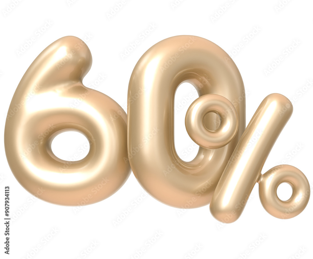 60 Percent Number Champagne color 3d Render 60 Percent Number Champagne color 3d Render
