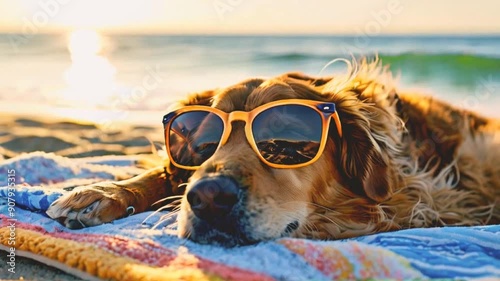 dog chilling at the beach
