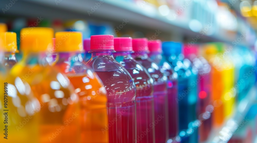 Colorful Bottles on Shelf. Colorful Bottles on Shelf.