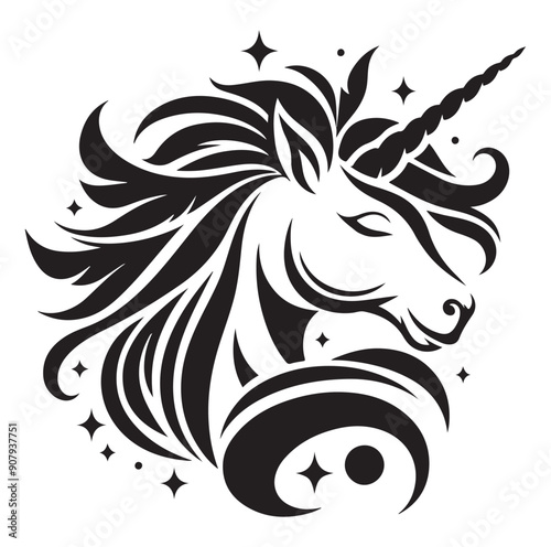 Wallpaper Mural Unicorn simple vector silhouette black and white. Torontodigital.ca