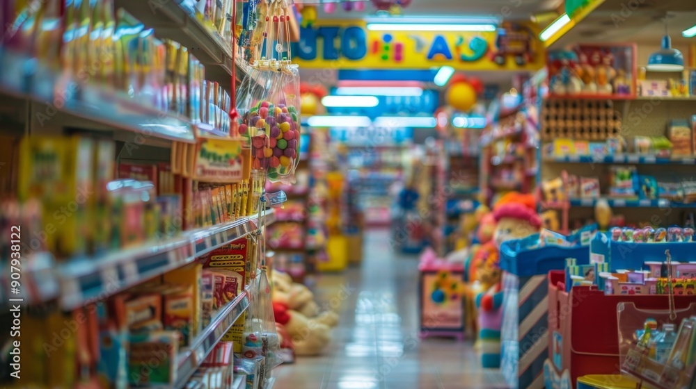 Fototapeta premium Blurred Toy Store Aisle.