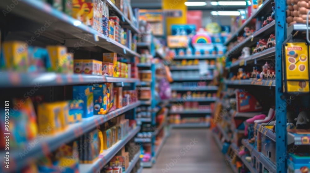 Naklejka premium Blurred Supermarket Aisle.