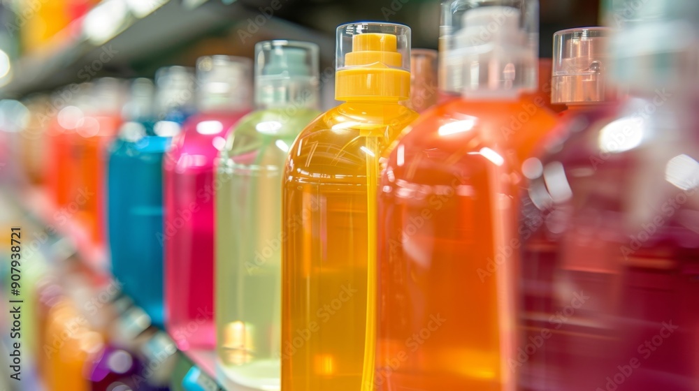 Colorful Bottles on a Shelf. Colorful Bottles on a Shelf.