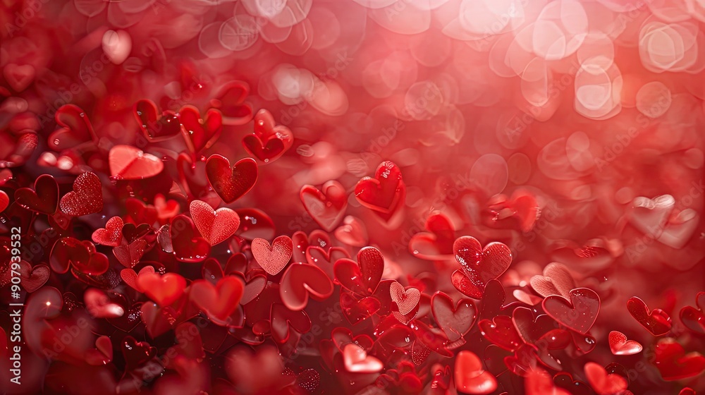 Vibrant Abstract Background of Red Valentine Hearts for Celebrating Love and Romance