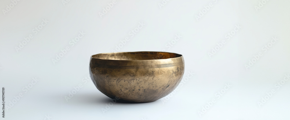 Zen vibes: Singing bowl on blank canvas perfect for meditation and relaxation Zen vibes: Singing bowl on blank canvas perfect for meditation and relaxation