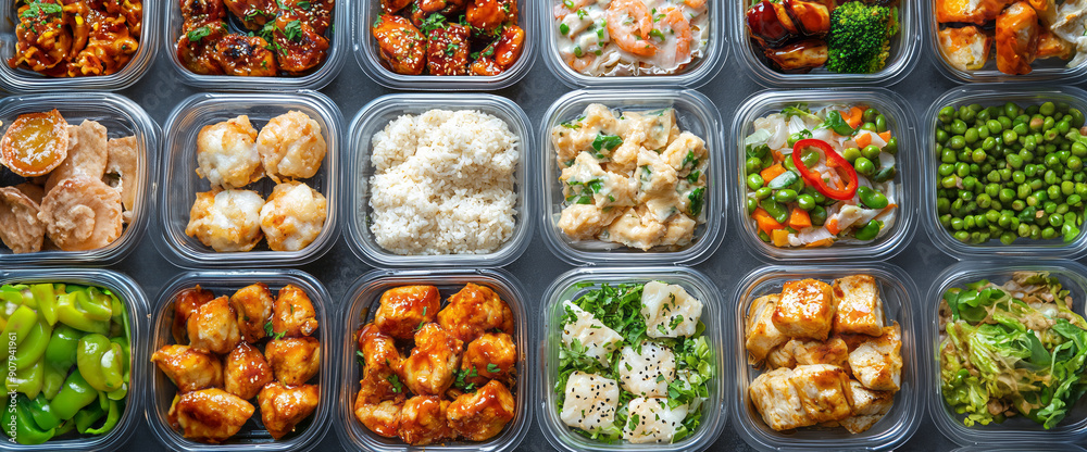 Top-Down Lunch Box Selection: Creative Perspectives for Takeout Food Photography Top-Down Lunch Box Selection: Creative Perspectives for Takeout Food Photography