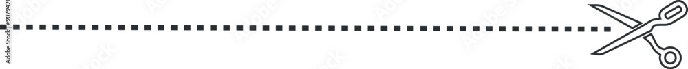 Cutted paper line. Black dots with scissors symbol