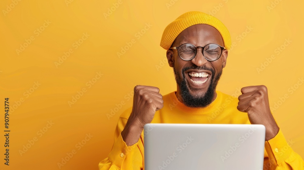 A candidate, with a joyful expression, accepting a job offer on a video call