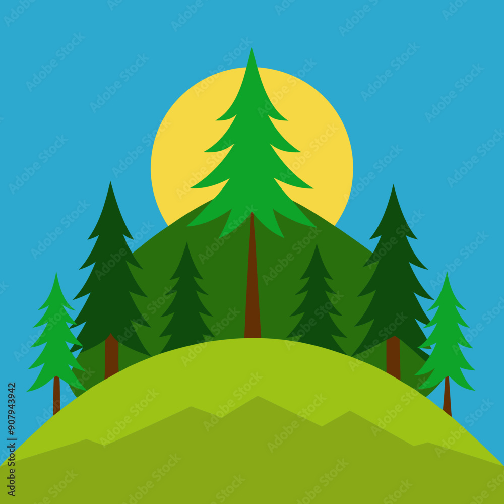Obraz premium hills, trees, nature, landscape, forest, mountains, greenery, foliage, elevation, woods, valley, slopes,