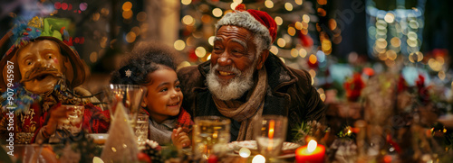 Wallpaper Mural Multicultural Christmas Dinner: Grandfather's Hilarious Childhood Tales Delight Granddaughter and Diverse Family & Friends Torontodigital.ca