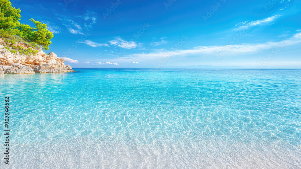 Discover a serene beach scene featuring pristine waters and ample copy space for your text. Ideal for travel, relaxation, or coastal themes. Discover a serene beach scene featuring pristine waters and ample copy space for your text. Ideal for travel, relaxation, or coastal themes.