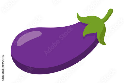  eggplant vegetable for cooking meals. A bright element isolated on white for design. Vector illustration