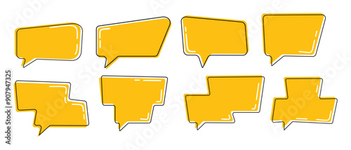 speech bubble set, yellow design with various shapes, editable vector eps 10.