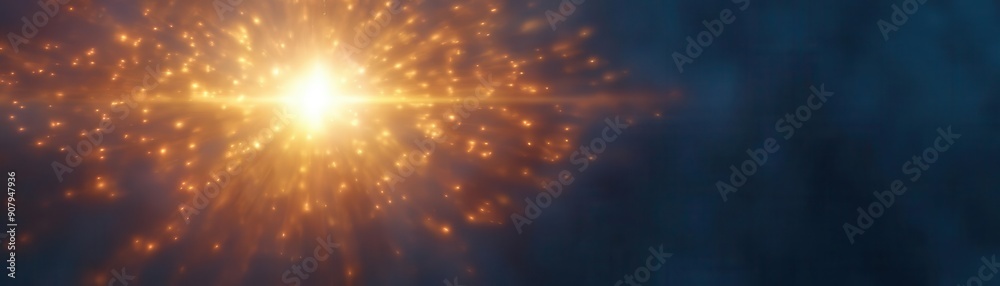 A brilliant explosion of light in deep space, featuring radiant golden sparks against a dark cosmic background. A brilliant explosion of light in deep space, featuring radiant golden sparks against a dark cosmic background.