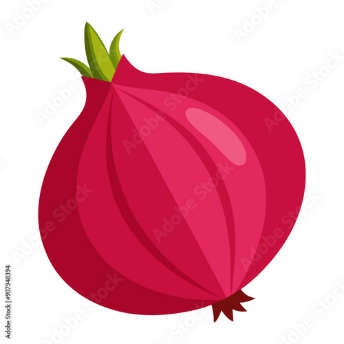 red onion vegetable for cooking meals. A bright element isolated on white for design. Vector illustration