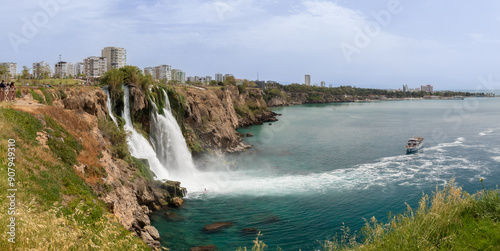 Panorama of Duden Waterfalls Turkey