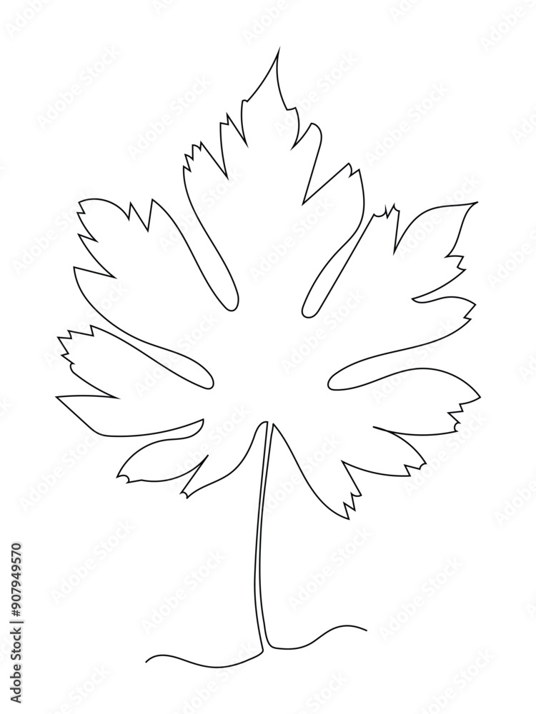 Obraz premium Continuous one line art drawing maple leaf