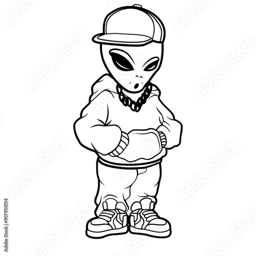 Alien Swag | Celestial | Extraterrestrial | Stylish Alien | Swag | Alien | Alien Hiphop | Fashion Alien | Original Illustration | Vector and Clipart | Cutfile and Stencil