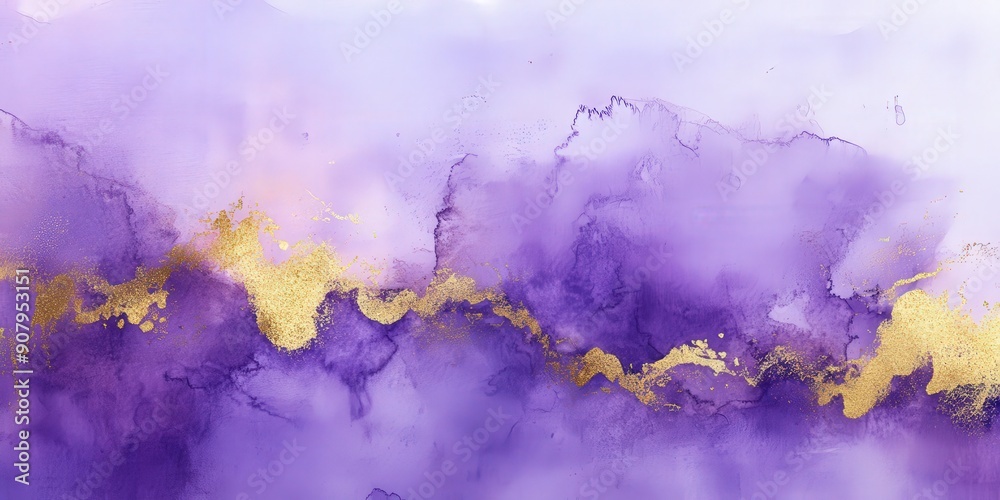 Obraz premium Abstract Purple and Gold Ink Art